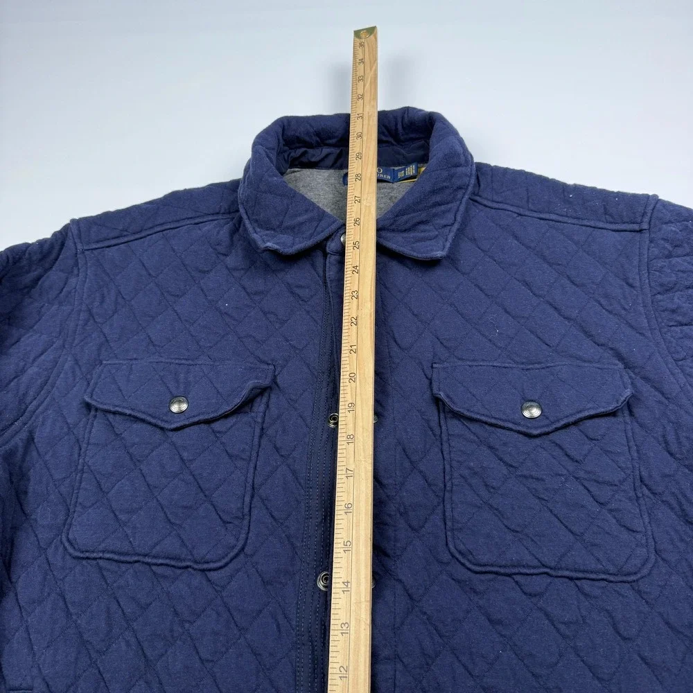 Polo Ralph Lauren Jacket Mens 2XB Navy Quilted Fleece Lined Full Zip Overshirt